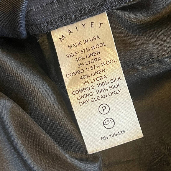 Maiyet Women's Tuxedo Pants Wool Linen & Silk Blend Size 36 Made in USA - Picture 7 of 7